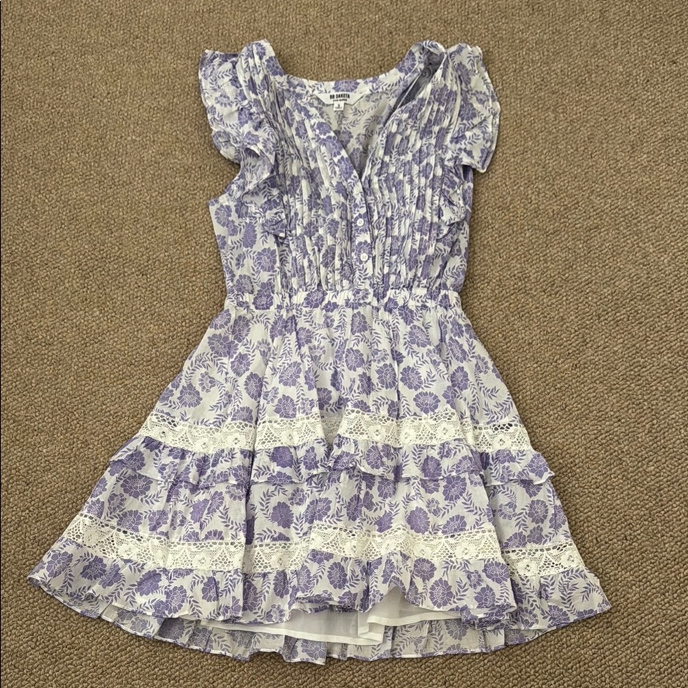 BB Dakota Purple and White Ruffled Tiered Sundress